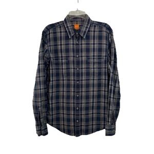 Hugo Boss Blue and Gray Casual Button Down Shirt